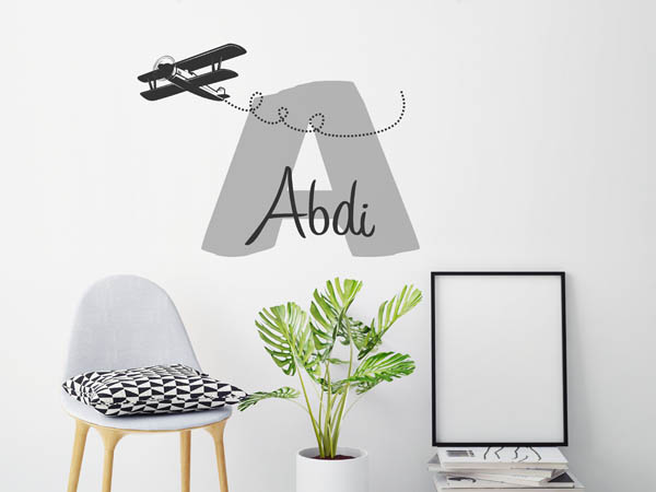 Wandtattoo Abdi mit Flugzeug