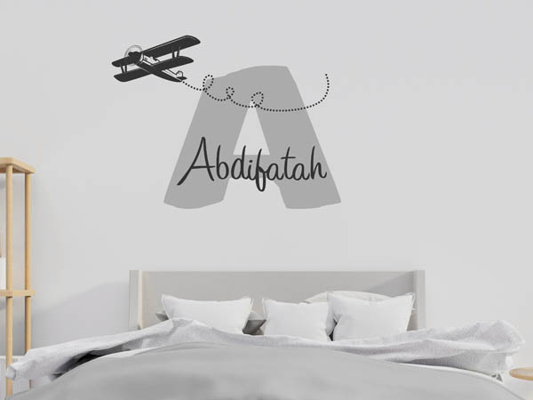 Wandtattoo Abdifatah mit Flugzeug