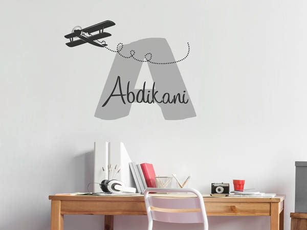Wandtattoo Abdikani mit Flugzeug