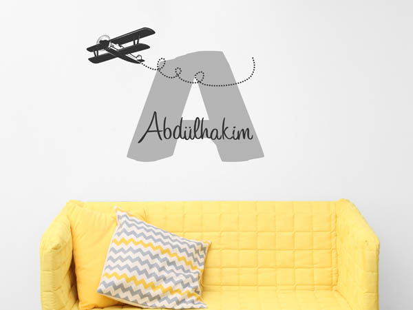 Wandtattoo Abdülhakim mit Flugzeug