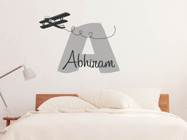 Wandtattoo Abhiram mit Flugzeug