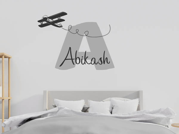 Wandtattoo Abikash mit Flugzeug