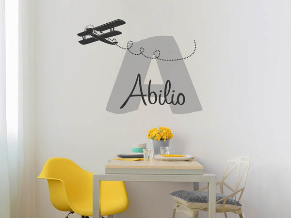 Wandtattoo Abilio mit Flugzeug