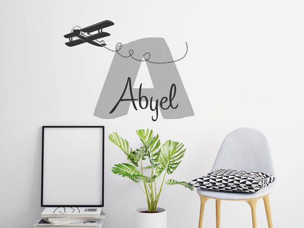 Wandtattoo Abyel mit Flugzeug