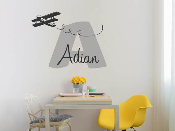 Wandtattoo Adian mit Flugzeug