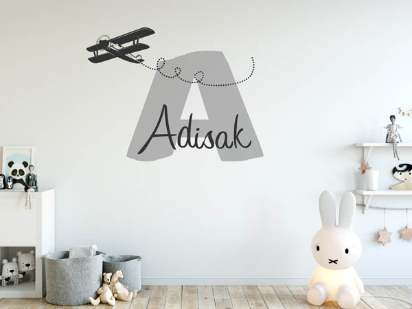 Wandtattoo Adisak mit Flugzeug