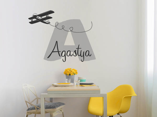 Wandtattoo Agastya mit Flugzeug