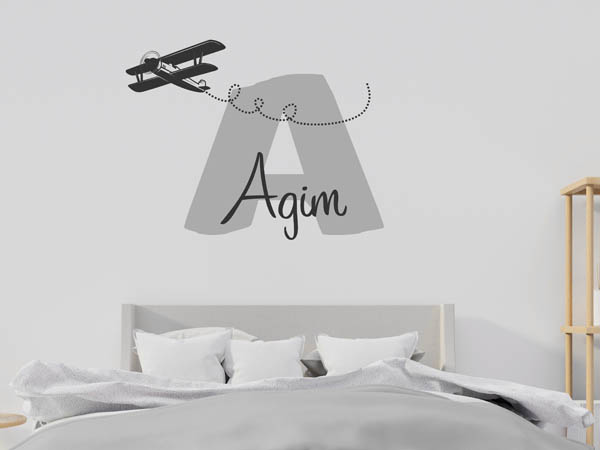 Wandtattoo Agim mit Flugzeug