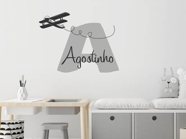 Wandtattoo Agostinho mit Flugzeug