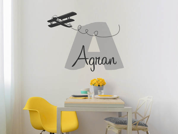 Wandtattoo Agran mit Flugzeug