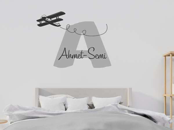 Wandtattoo Ahmet-Semi mit Flugzeug