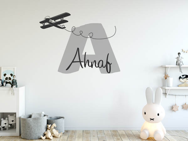 Wandtattoo Ahnaf mit Flugzeug