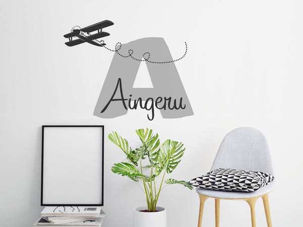 Wandtattoo Aingeru mit Flugzeug