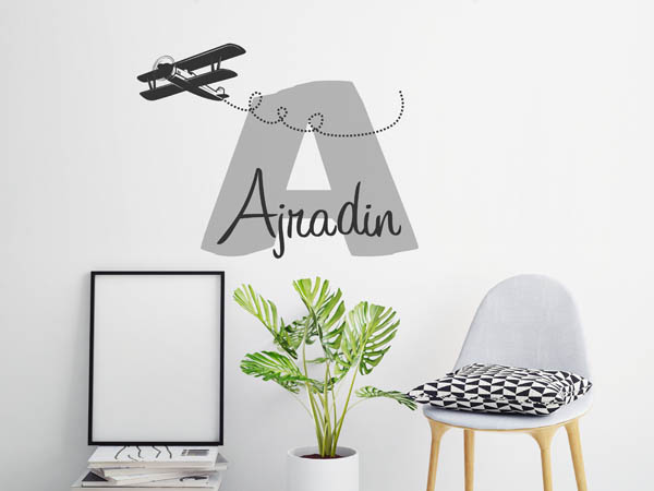 Wandtattoo Ajradin mit Flugzeug