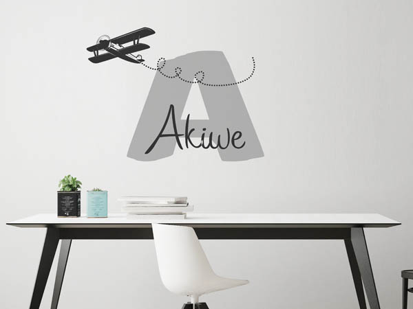 Wandtattoo Akiwe mit Flugzeug