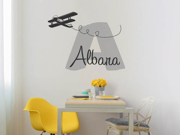 Wandtattoo Albara mit Flugzeug