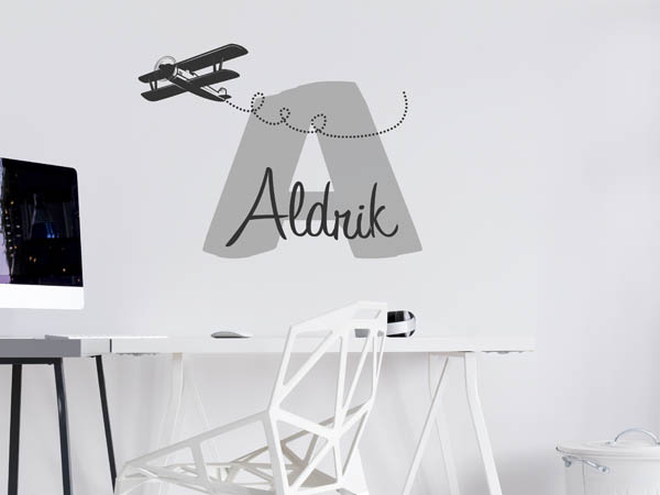 Wandtattoo Aldrik mit Flugzeug