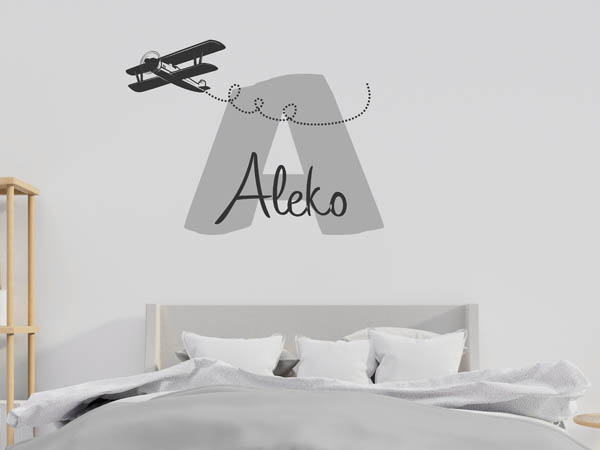 Wandtattoo Aleko mit Flugzeug