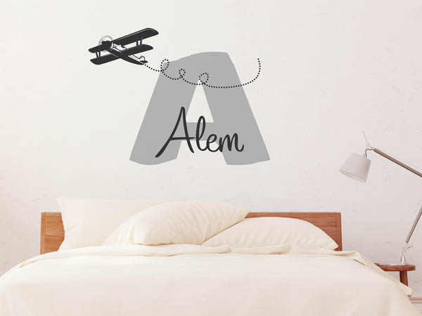 Wandtattoo Alem mit Flugzeug