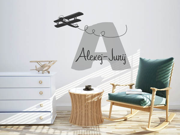 Wandtattoo Alexej-Jurij mit Flugzeug
