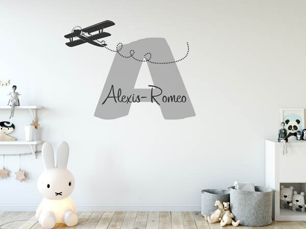 Wandtattoo Alexis-Romeo mit Flugzeug