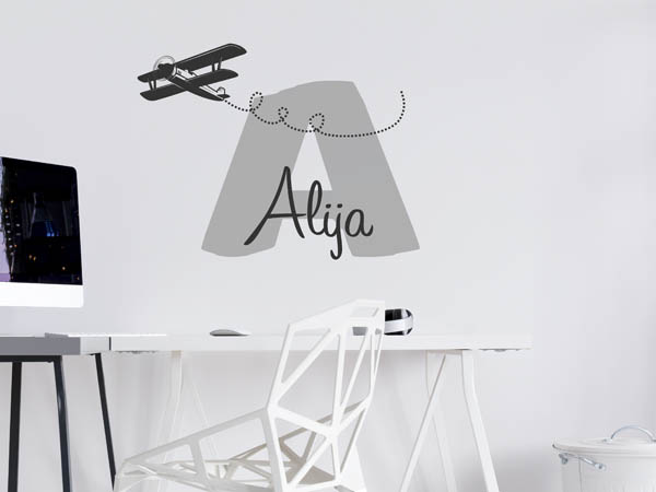 Wandtattoo Alija mit Flugzeug