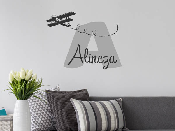 Wandtattoo Alireza mit Flugzeug