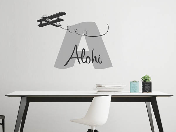 Wandtattoo Alohi mit Flugzeug