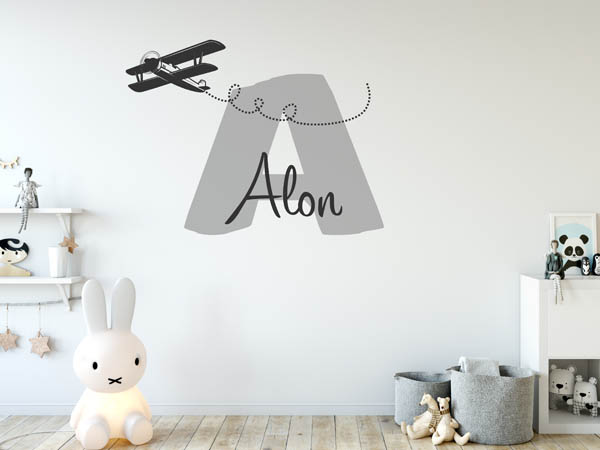 Wandtattoo Alon mit Flugzeug
