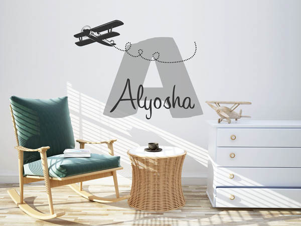 Wandtattoo Alyosha mit Flugzeug