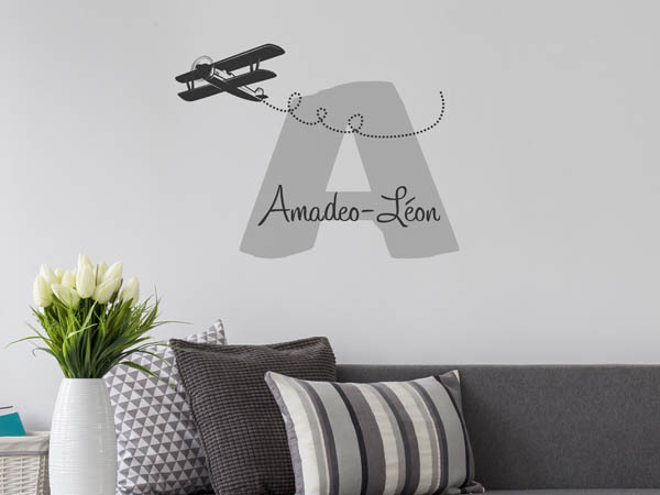 Wandtattoo Amadeo-Léon mit Flugzeug