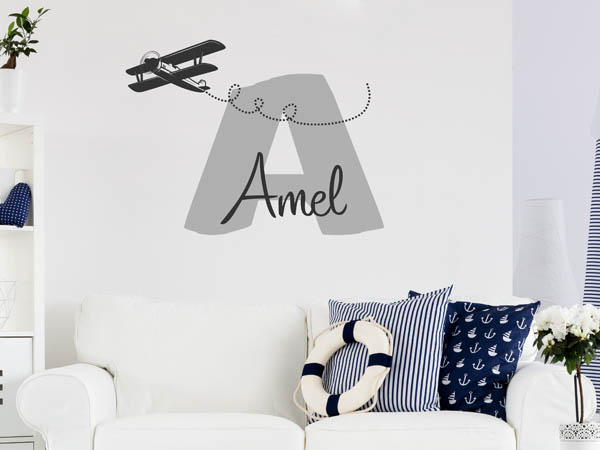 Wandtattoo Amel mit Flugzeug