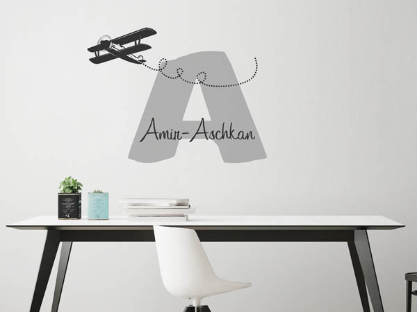 Wandtattoo Amir-Aschkan mit Flugzeug