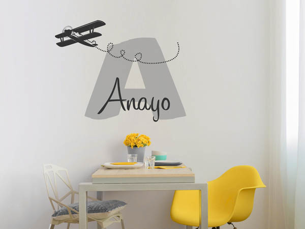 Wandtattoo Anayo mit Flugzeug