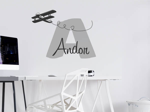 Wandtattoo Andor mit Flugzeug