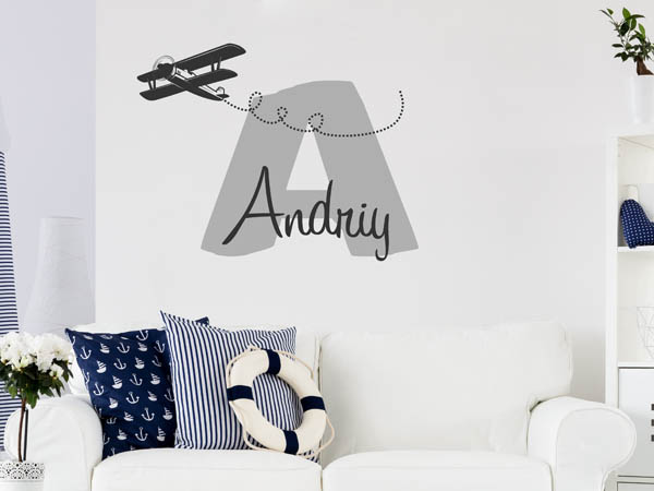 Wandtattoo Andriy mit Flugzeug