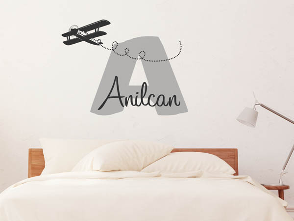 Wandtattoo Anilcan mit Flugzeug