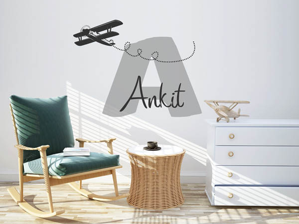 Wandtattoo Ankit mit Flugzeug