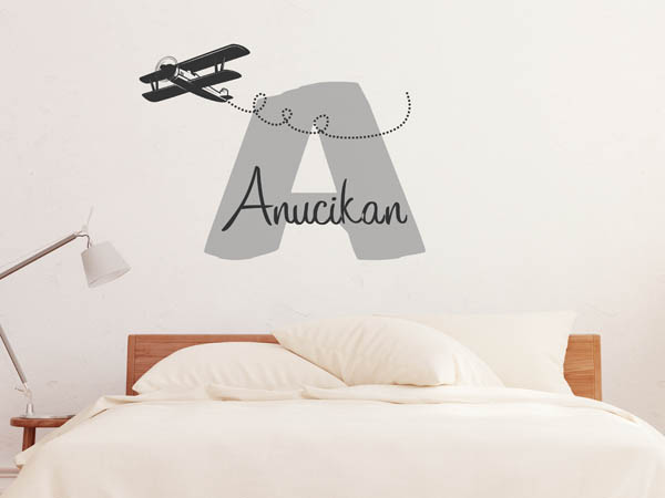 Wandtattoo Anucikan mit Flugzeug