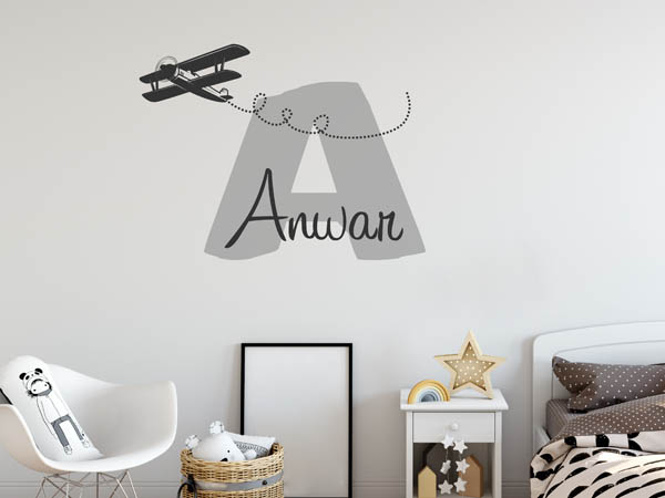 Wandtattoo Anwar mit Flugzeug