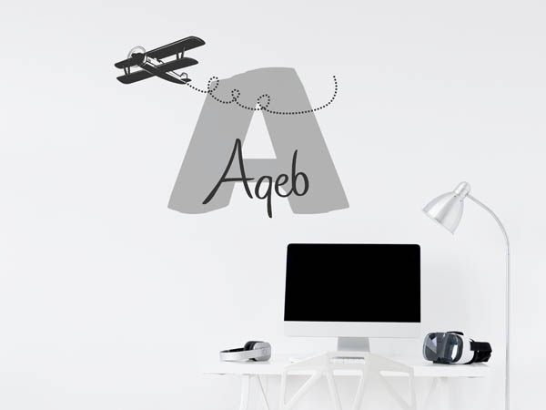 Wandtattoo Aqeb mit Flugzeug