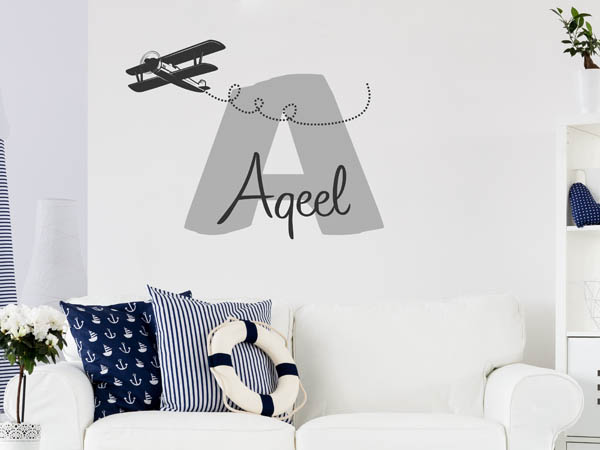 Wandtattoo Aqeel mit Flugzeug