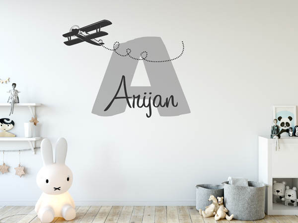 Wandtattoo Arijan mit Flugzeug