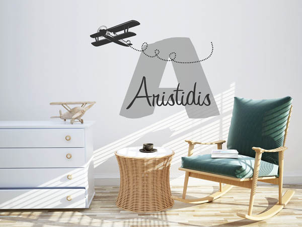 Wandtattoo Aristidis mit Flugzeug