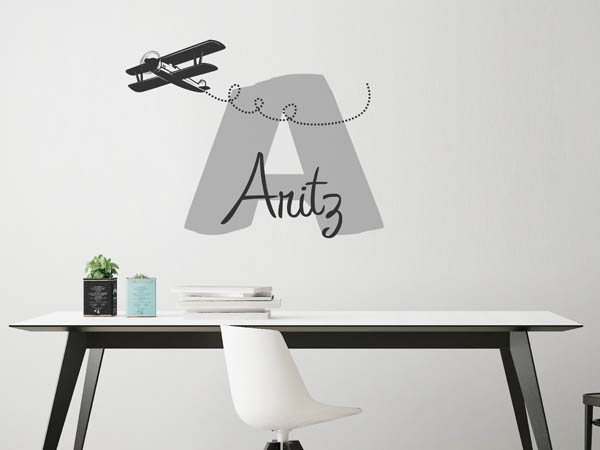 Wandtattoo Aritz mit Flugzeug
