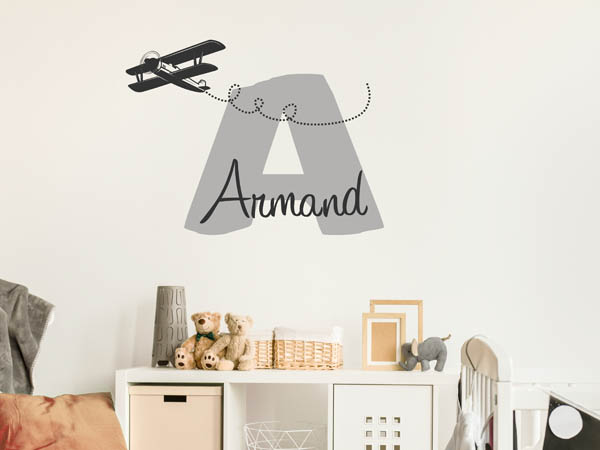 Wandtattoo Armand mit Flugzeug