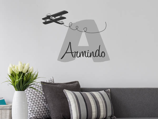 Wandtattoo Armindo mit Flugzeug