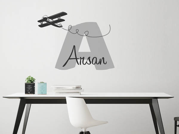 Wandtattoo Arsan mit Flugzeug