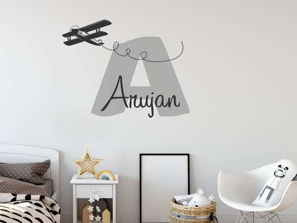 Wandtattoo Arujan mit Flugzeug