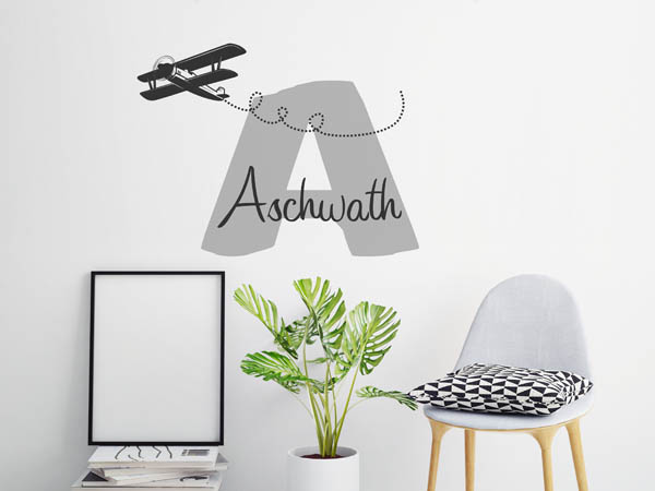 Wandtattoo Aschwath mit Flugzeug